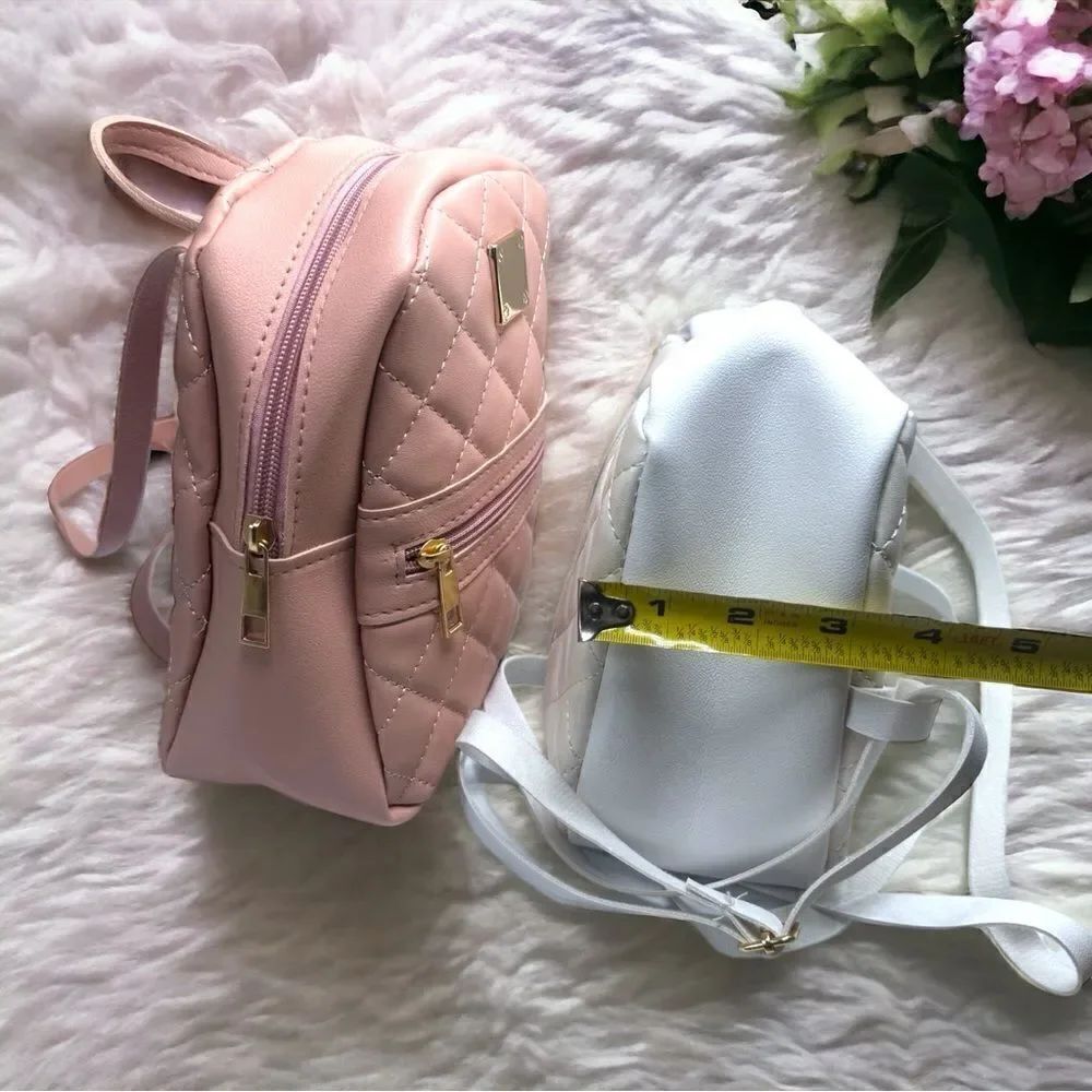 White Leather Mini-Backpack, New - Picture 7 of 14